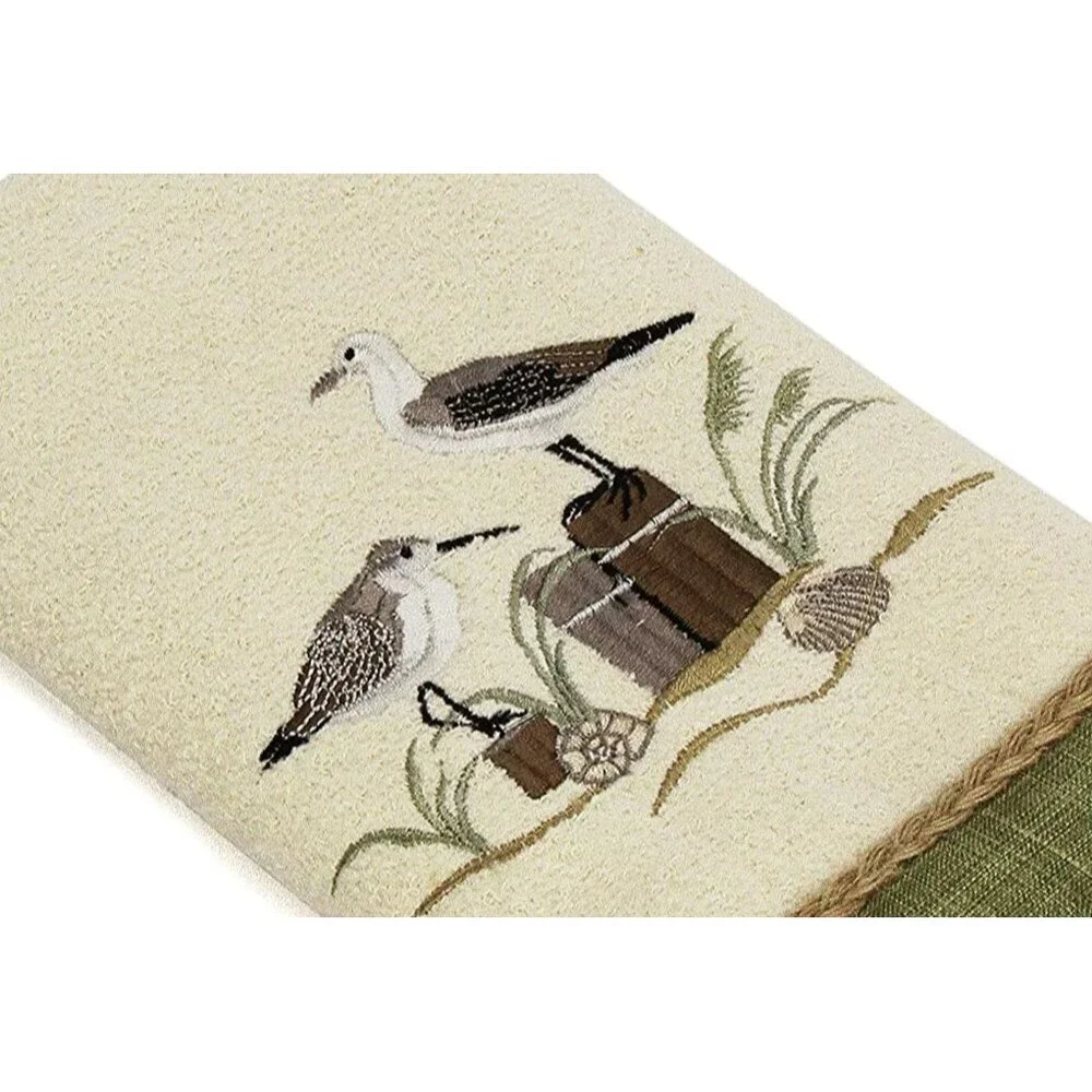 Avanti Sea Birds Bath Towels in Ivory Embroidered Beach Tropical Bath Set of 2